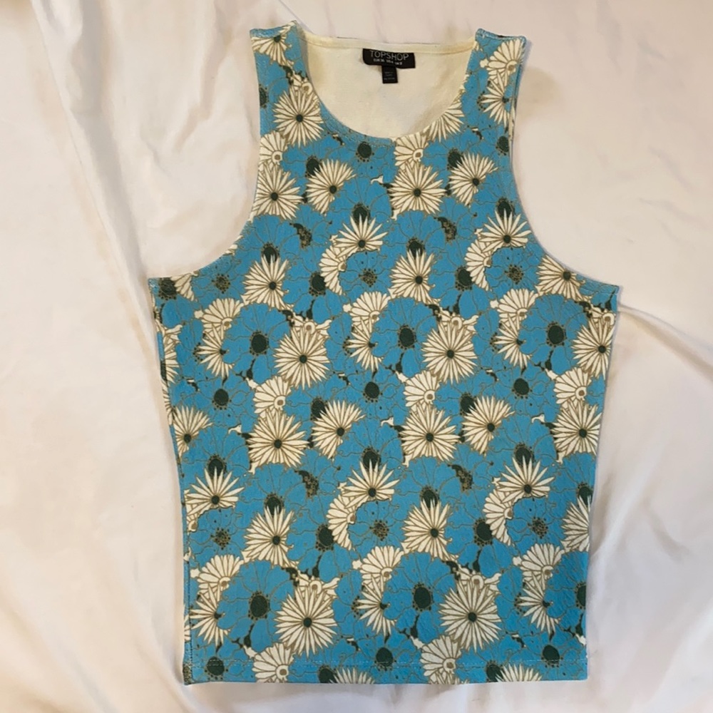 Top Shop Blue Floral Summer Tank Size 4